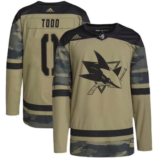 Nathan Todd San Jose Sharks Youth Authentic Military Appreciation Practice Adidas Jersey - Camo