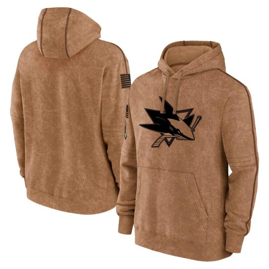San Jose Sharks Youth 2023 Salute to Service Club Pullover Hoodie - Brown