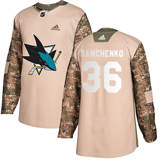 Zach Sawchenko San Jose Sharks Authentic Veterans Day Practice Adidas Jersey - Camo