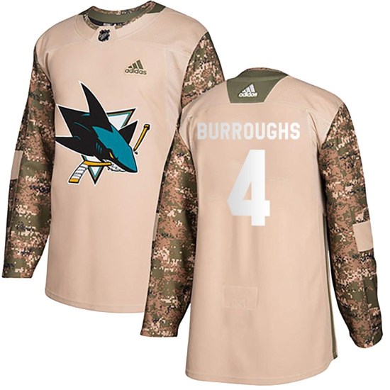 Kyle Burroughs San Jose Sharks Youth Authentic Veterans Day Practice Adidas Jersey - Camo