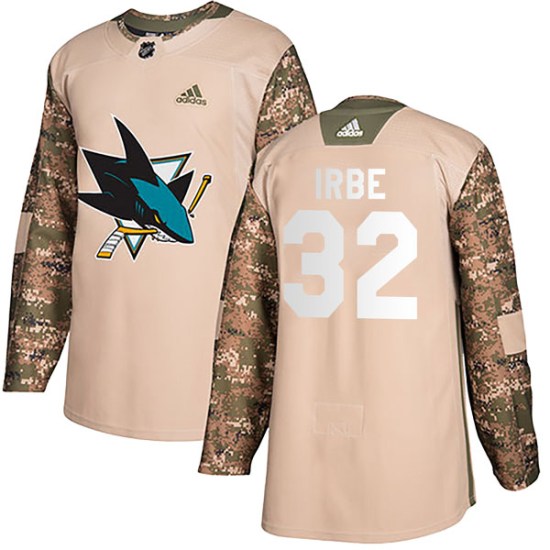 Arturs Irbe San Jose Sharks Youth Authentic Veterans Day Practice Adidas Jersey - Camo