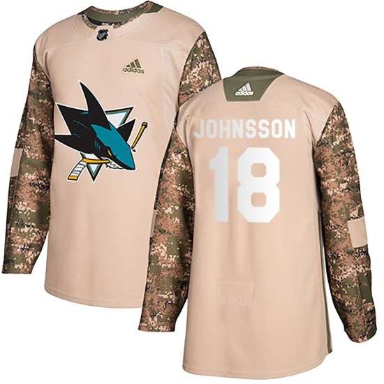 Andreas Johnsson San Jose Sharks Youth Authentic Veterans Day Practice Adidas Jersey - Camo