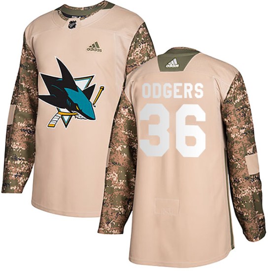 Jeff Odgers San Jose Sharks Youth Authentic Veterans Day Practice Adidas Jersey - Camo