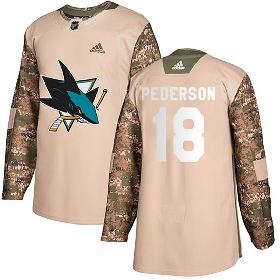 Lane Pederson San Jose Sharks Youth Authentic Veterans Day Practice Adidas Jersey - Camo