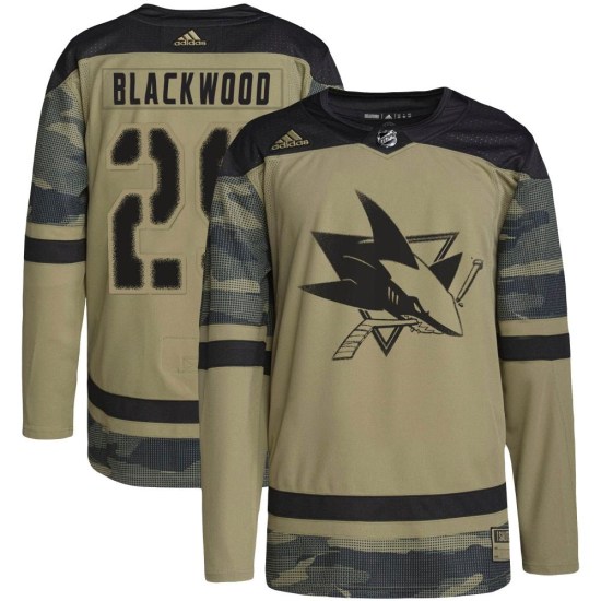 Mackenzie Blackwood San Jose Sharks Authentic Camo Military Appreciation Practice Adidas Jersey - Black
