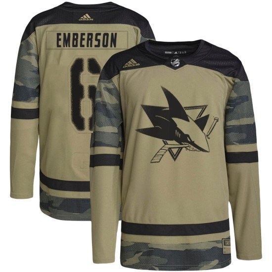 Ty Emberson San Jose Sharks Authentic Military Appreciation Practice Adidas Jersey - Camo