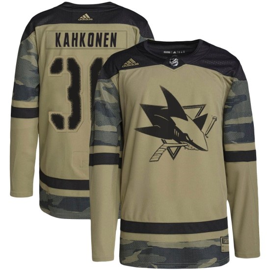 Kaapo Kahkonen San Jose Sharks Authentic Military Appreciation Practice Adidas Jersey - Camo