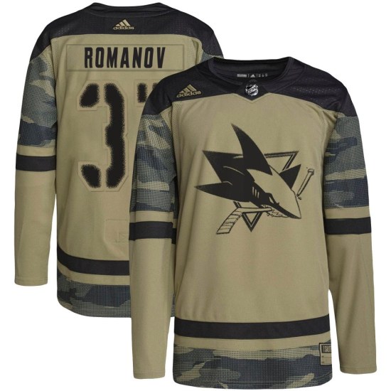 Georgi Romanov San Jose Sharks Authentic Military Appreciation Practice Adidas Jersey - Camo