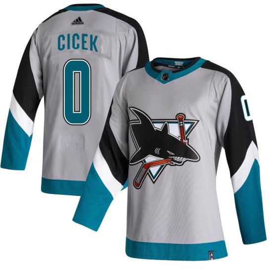 Nick Cicek San Jose Sharks Authentic 2020/21 Reverse Retro Adidas Jersey - Gray