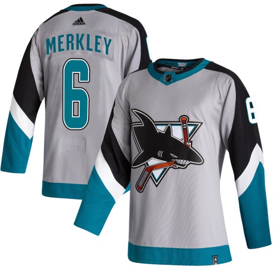 Ryan Merkley San Jose Sharks Authentic 2020/21 Reverse Retro Adidas Jersey - Gray