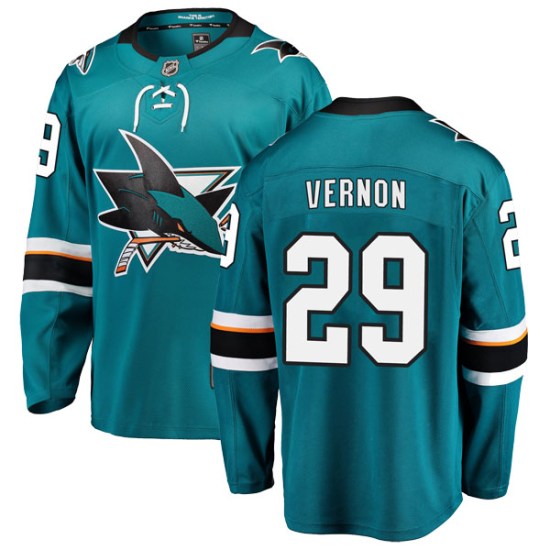 Mike Vernon San Jose Sharks Youth Breakaway Home Fanatics Branded Jersey - Teal